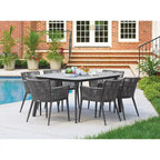 Oxford Garden Eiland 63-inch Powder Coat Carbon Rectangular Dining Table