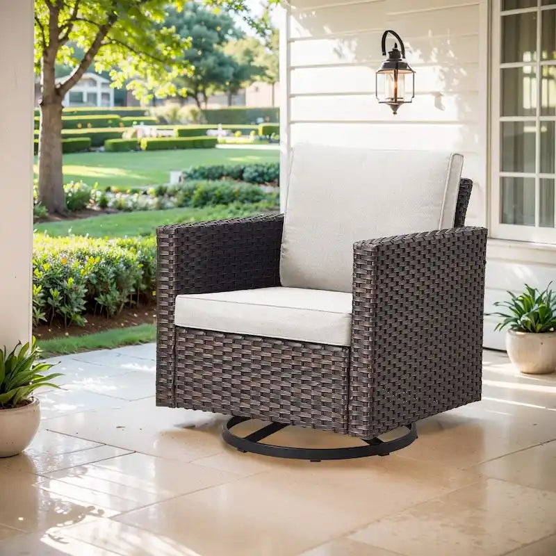Outdoor Swivel Patio Chair 360 Rotating Chair - Brown
