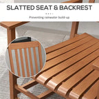 3 Piece Patio High Back Wood Rocking Chair with Side Table and Armrest