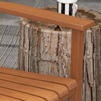 3 Piece Patio High Back Wood Rocking Chair with Side Table and Armrest