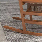3 Piece Patio High Back Wood Rocking Chair with Side Table and Armrest