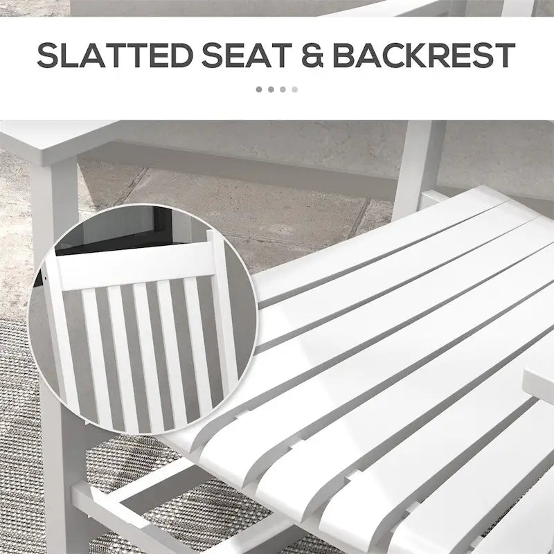 3 Piece Patio High Back Wood Rocking Chair with Side Table and Armrest