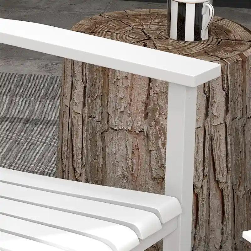 3 Piece Patio High Back Wood Rocking Chair with Side Table and Armrest