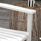 3 Piece Patio High Back Wood Rocking Chair with Side Table and Armrest