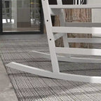 3 Piece Patio High Back Wood Rocking Chair with Side Table and Armrest
