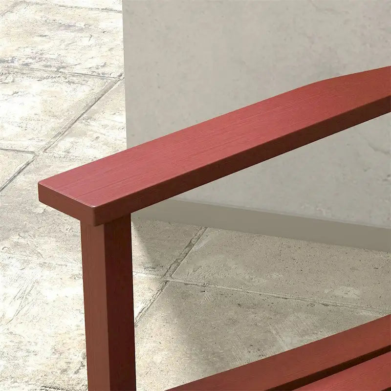 3 Piece Patio High Back Wood Rocking Chair with Side Table and Armrest