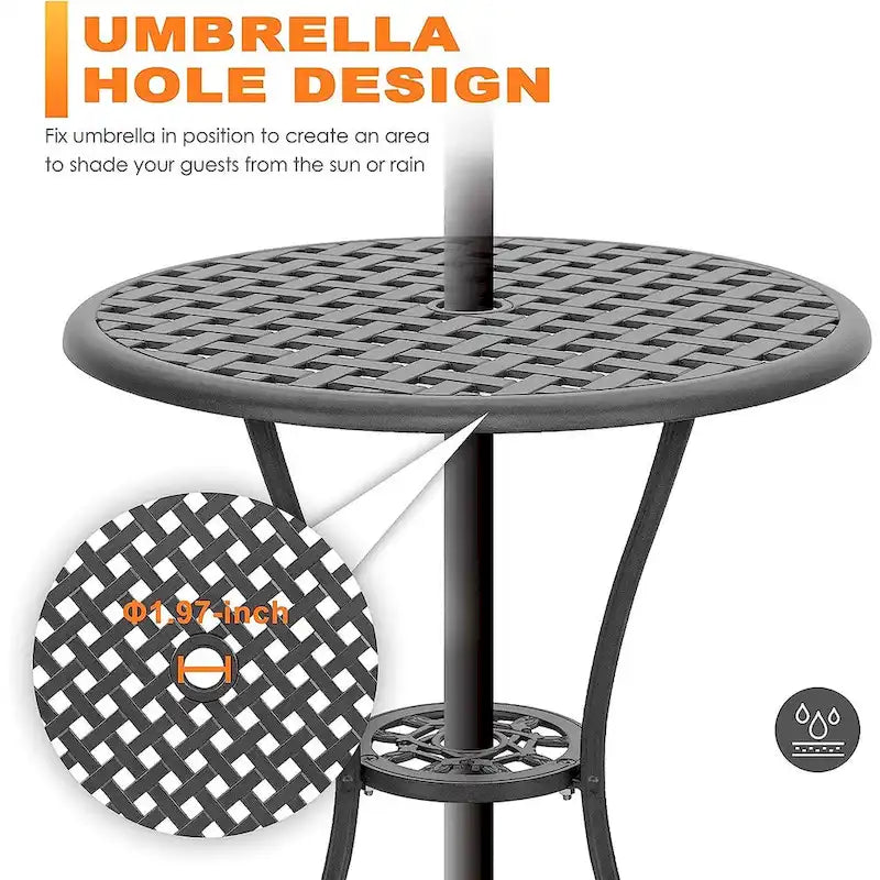 Patio Sets Cast Aluminum Table and Chairs Set with Umbrella Hole