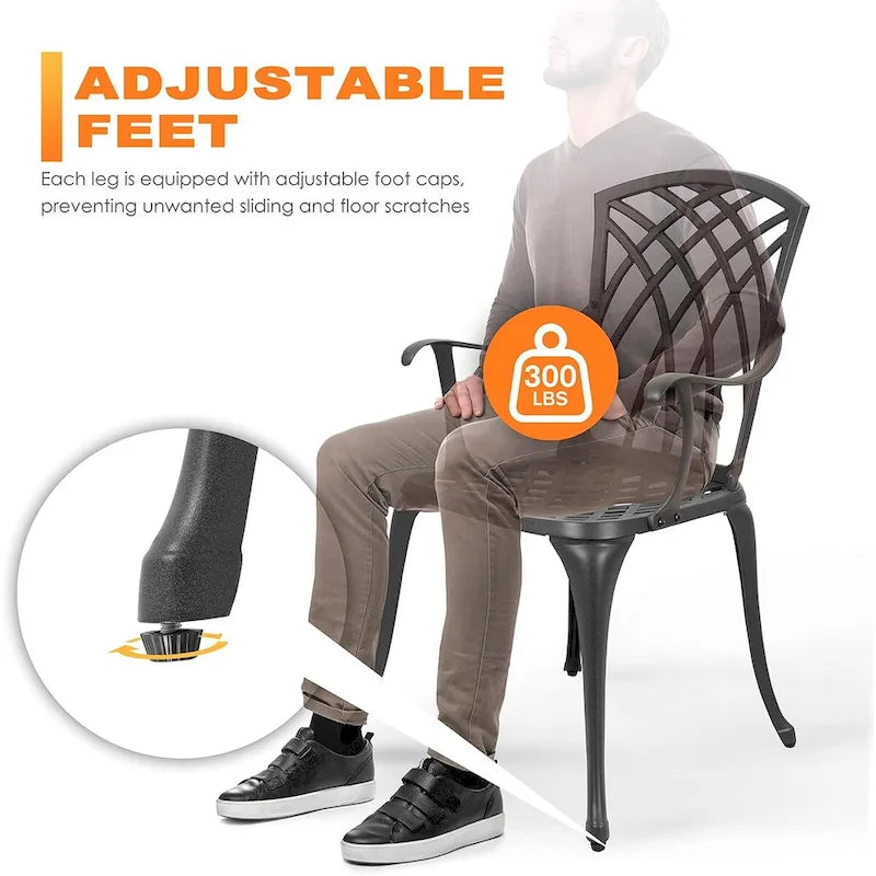 Patio Sets Cast Aluminum Table and Chairs Set with Umbrella Hole
