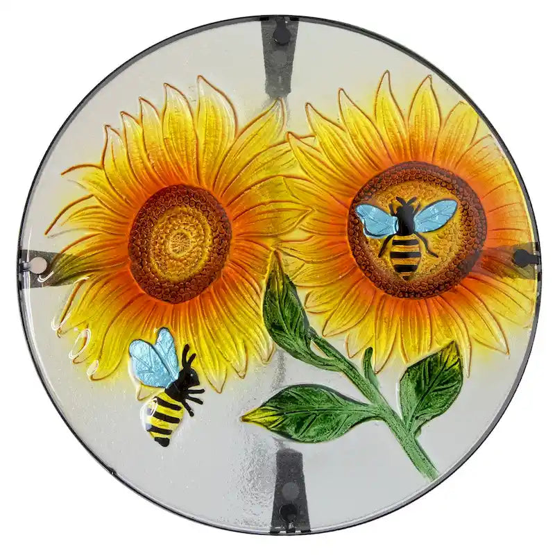 19 Sunflower and Bumblebee Glass Patio Side Table