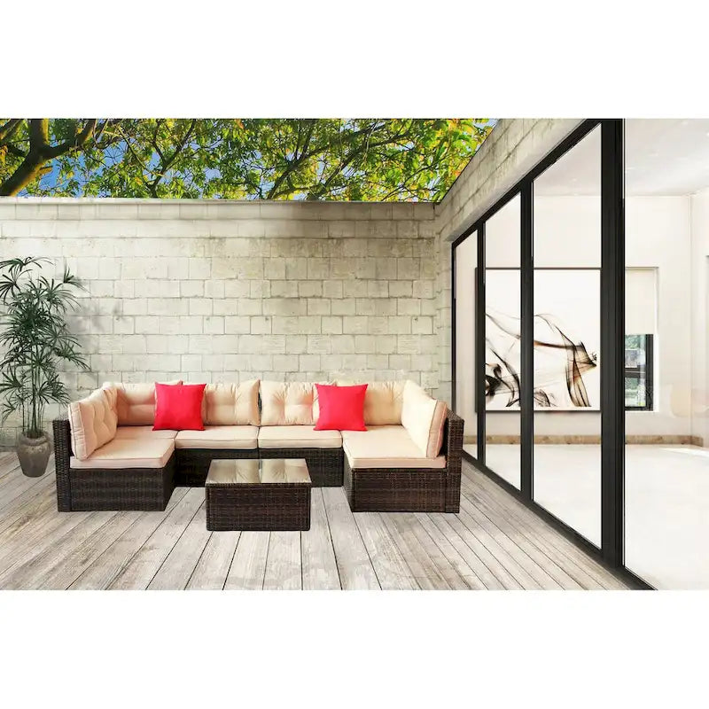 7 Pieces PE Rattan Patio Furniture Set