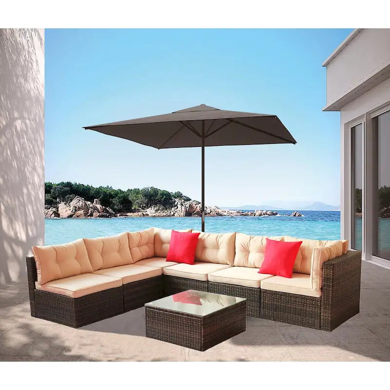 7 Pieces PE Rattan Patio Furniture Set