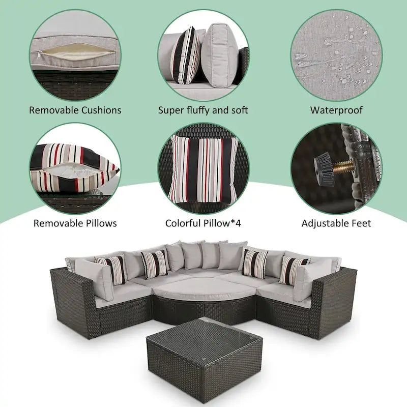 QQ 7-piece Outdoor Wicker Sofa Set