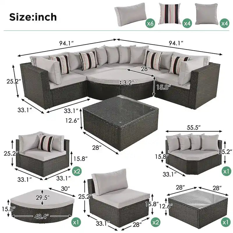 QQ 7-piece Outdoor Wicker Sofa Set