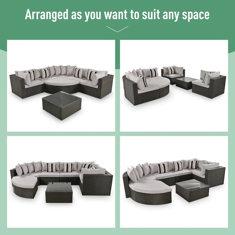 QQ 7-piece Outdoor Wicker Sofa Set