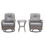 3 Pieces Outdoor Swivel Rocker Patio Chairs,Set with Thickened Cushions and Glass Coffee Table for Backyard