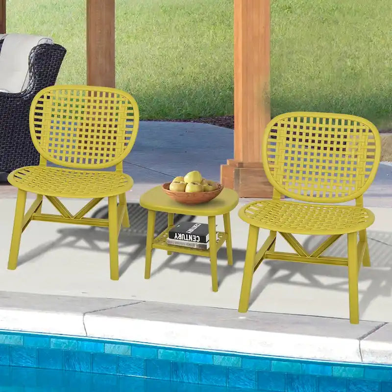 3 Pieces Patio Table Chair Set All Weather Conversation Set Outdoor Table - Size: Chair:22.05*23.23*31.3in