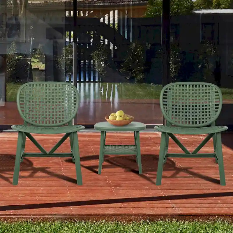 3 Pieces Patio Table Chair Set All Weather Conversation Set Outdoor Table - Size: Chair:22.05*23.23*31.3in