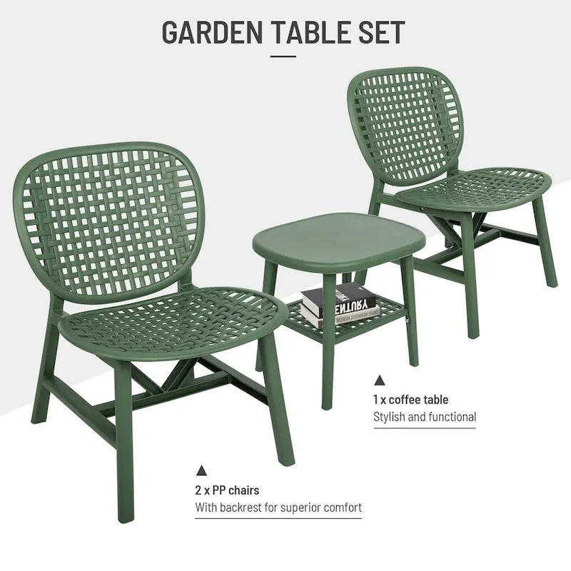3 Pieces Patio Table Chair Set All Weather Conversation Set Outdoor Table - Size: Chair:22.05*23.23*31.3in