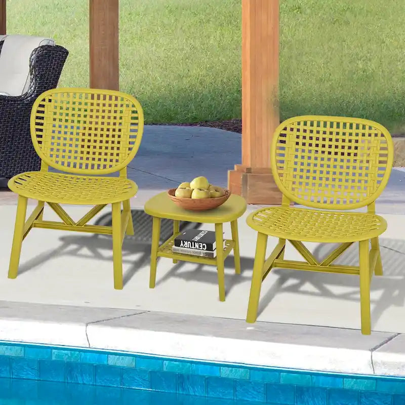3 Pieces Patio Table Chair Set All Weather Conversation Set Outdoor Table - Size: Chair:22.05*23.23*31.3in