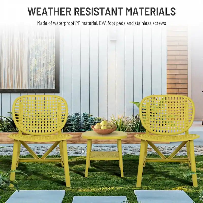 3 Pieces Patio Table Chair Set All Weather Conversation Set Outdoor Table - Size: Chair:22.05*23.23*31.3in