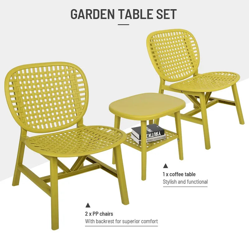 3 Pieces Patio Table Chair Set All Weather Conversation Set Outdoor Table - Size: Chair:22.05*23.23*31.3in
