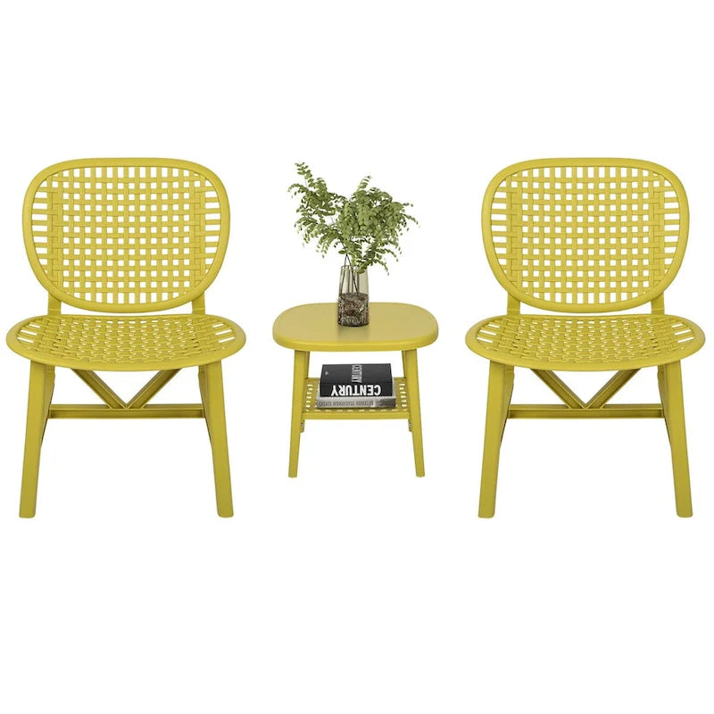 3 Pieces Patio Table Chair Set All Weather Conversation Set Outdoor Table - Size: Chair:22.05*23.23*31.3in
