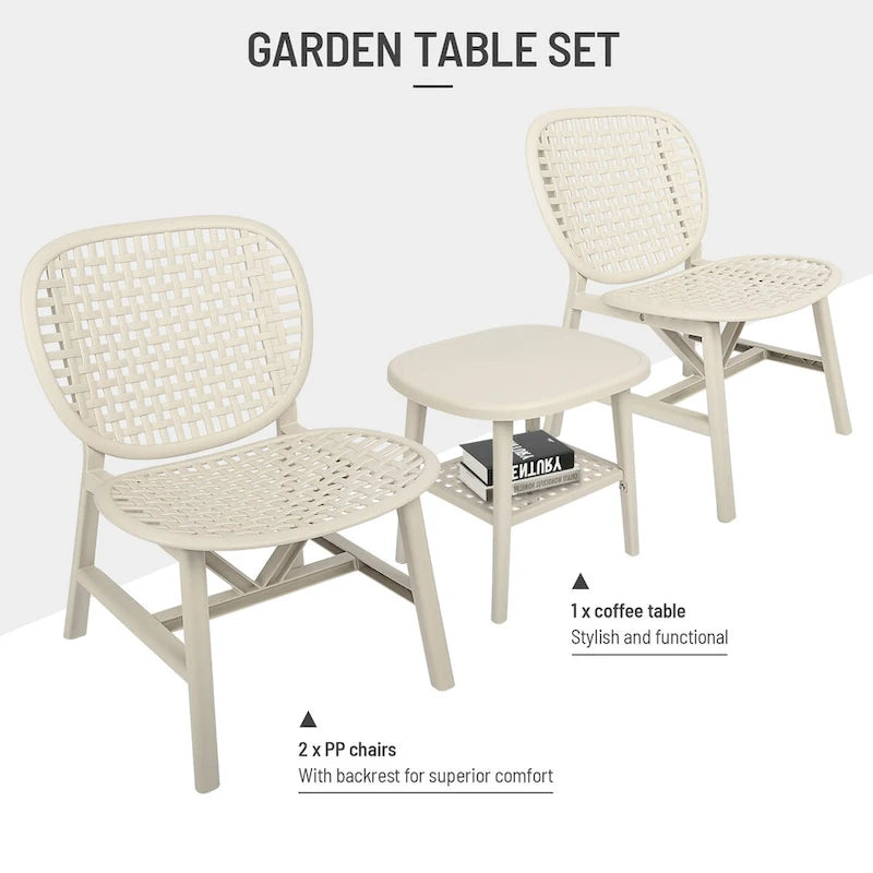 3 Pieces Patio Table Chair Set All Weather Conversation Set Outdoor Table - Size: Chair:22.05*23.23*31.3in