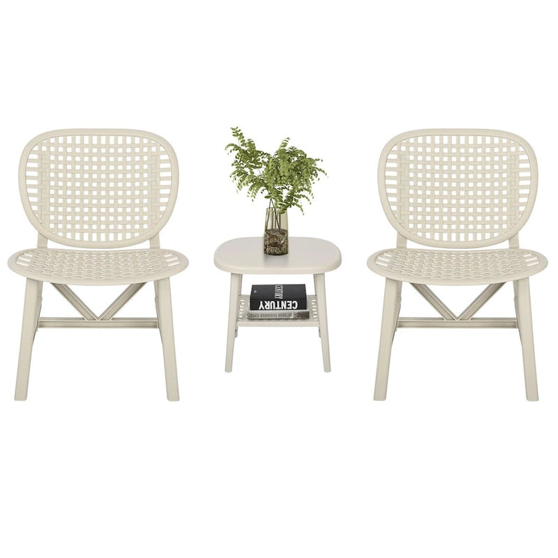 3 Pieces Patio Table Chair Set All Weather Conversation Set Outdoor Table - Size: Chair:22.05*23.23*31.3in