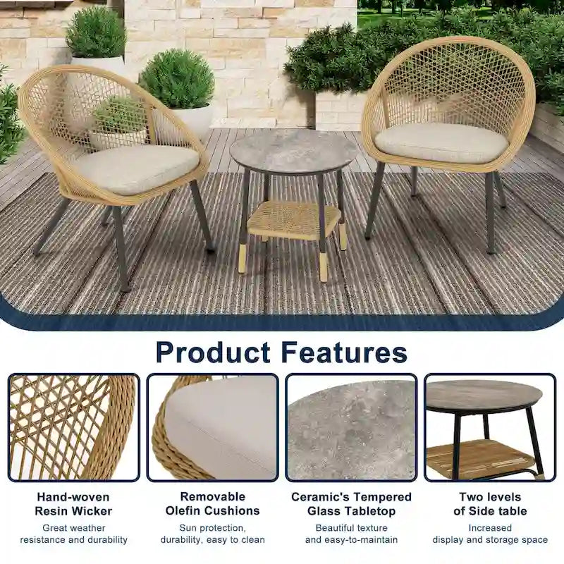 3-Piece Outdoor Patio Bistro Set