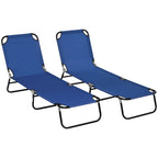 2 Piece Folding Chaise Lounge Pool Chairs with 5-Level Reclining Back