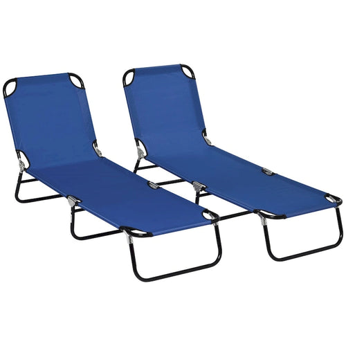 2 Piece Folding Chaise Lounge Pool Chairs with 5-Level Reclining Back