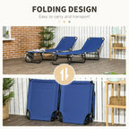 2 Piece Folding Chaise Lounge Pool Chairs with 5-Level Reclining Back
