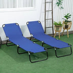 2 Piece Folding Chaise Lounge Pool Chairs with 5-Level Reclining Back