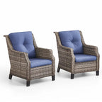 Gymojoy Patio Sofa Club Chair Wicker Chairs and Coffee Table, Ottomans - Grey