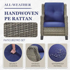 Gymojoy Patio Sofa Club Chair Wicker Chairs and Coffee Table, Ottomans - Grey