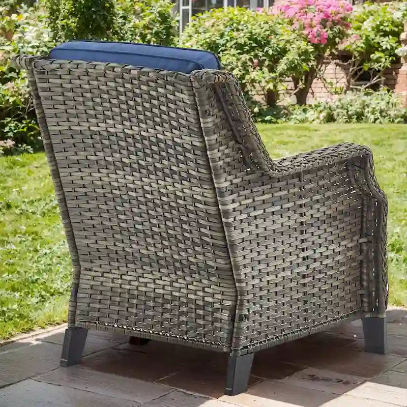 Gymojoy Patio Sofa Club Chair Wicker Chairs and Coffee Table, Ottomans - Grey