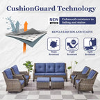 Gymojoy Patio Sofa Club Chair Wicker Chairs and Coffee Table, Ottomans - Grey