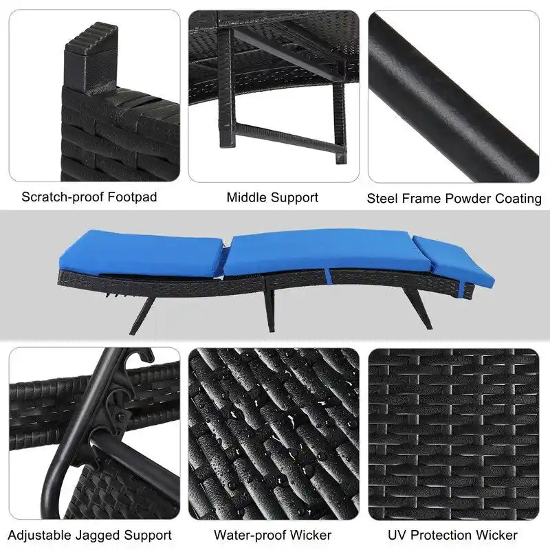 Outdoor Single Wicker Chaise Lounge Chair