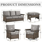Sofa Swivel Glider Chairs, and Coffee Table - Brown