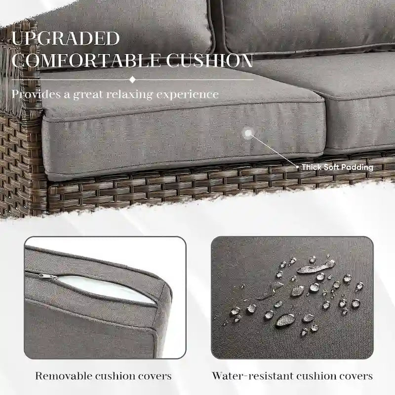 Sofa Swivel Glider Chairs, and Coffee Table - Brown