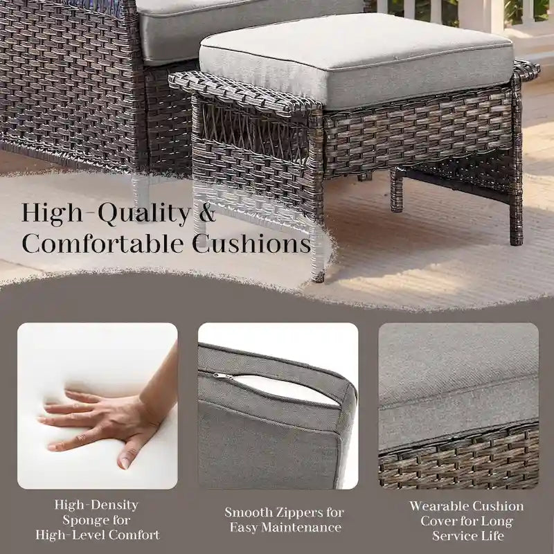 Sofa Swivel Glider Chairs, and Coffee Table - Brown