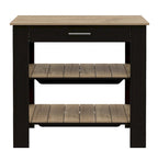 Rockaway 1-Drawer 2-Shelf Kitchen Island Black Wengue and Light Oak