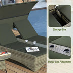 Daybed Outdoor Rattan Sun Lounger with Shelter Roof