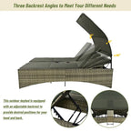 Daybed Outdoor Rattan Sun Lounger with Shelter Roof