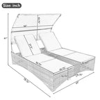 Daybed Outdoor Rattan Sun Lounger with Shelter Roof