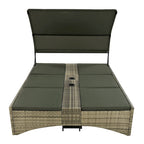 Daybed Outdoor Rattan Sun Lounger with Shelter Roof