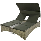 Daybed Outdoor Rattan Sun Lounger with Shelter Roof