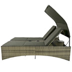 Daybed Outdoor Rattan Sun Lounger with Shelter Roof