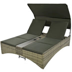 Daybed Outdoor Rattan Sun Lounger with Shelter Roof