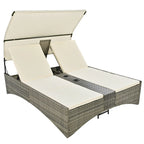 Daybed Outdoor Rattan Sun Lounger with Shelter Roof